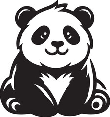 cute panda silhouette icon vector art flat graphic design background illustrations