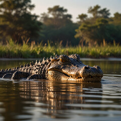 Naklejka premium alligator in the water