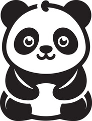 cute panda silhouette icon vector art flat graphic design background illustrations