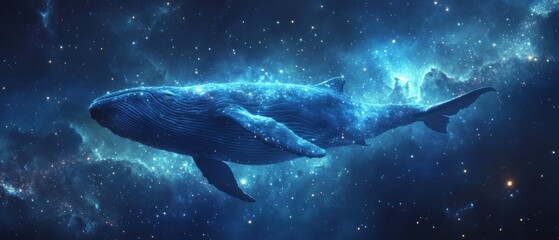 Fototapeta premium Whale swimming through milky way galaxy