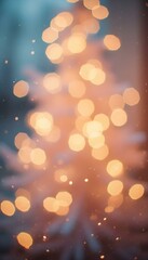 Dreamy background with soft bokeh lights in warm yellows, soft pinks, and cool blues, creating a gentle, magical atmosphere. Ideal for romantic designs, holiday themes, or celebratory events.