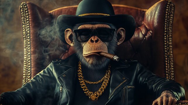 Cool Chimp in a Leather Jacket
