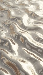 Fototapeta premium Fluid liquid metal texture in shiny silver or gold with wavy patterns, creating a sense of movement. The glossy surface reflects light, adding depth and sophistication, ideal for luxury branding