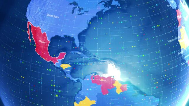 Digital Stylised World Map Country Zoom Mexico