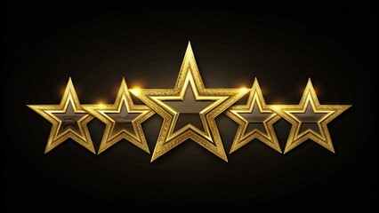 Fototapeta premium Luxurious golden five-star symbol with intricate design and shimmering effects, representing exceptional quality, outstanding performance, and superior customer experience in various industries.