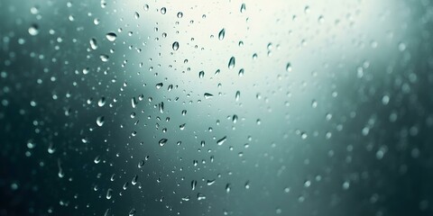 Soft-focus background of a glass surface with rain droplets, slightly fogged with light filtering through, creating a soothing, calming atmosphere, ideal for melancholic or romantic designs.