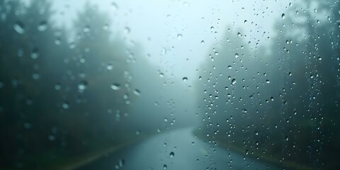 Soft-focus background of a glass surface with rain droplets, slightly fogged with light filtering through, creating a soothing, calming atmosphere, ideal for melancholic or romantic designs.