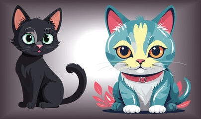 Cat Animal Cartoon Vector Design.
