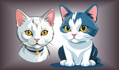 Cat Animal Cartoon Vector Design.