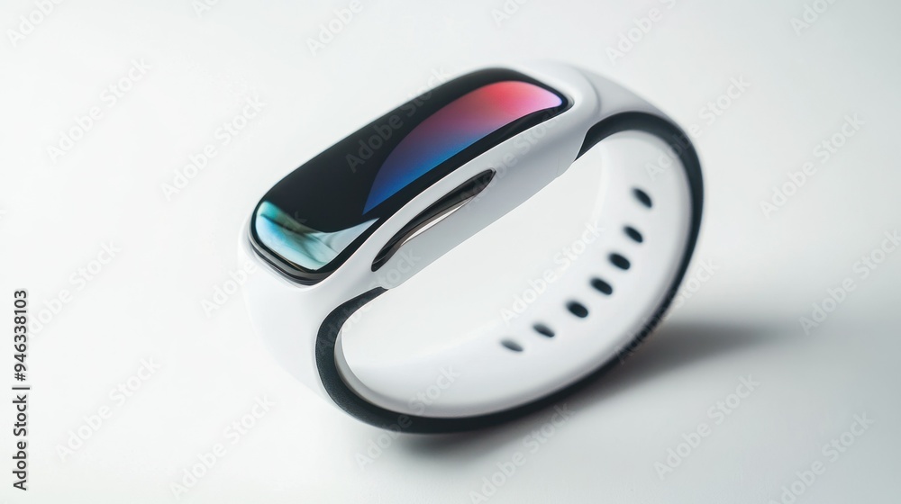 Poster white and black smartwatch with colorful display