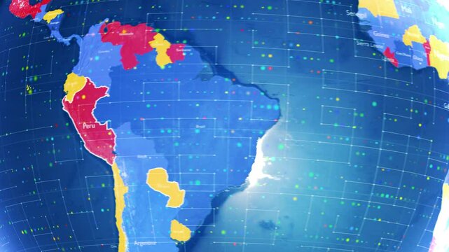 Digital Stylised World Map Country Zoom Peru