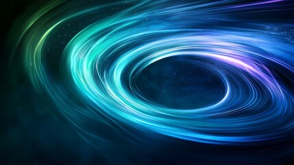 Mesmerizing Cosmic Light Display with Pulsing Iridescent Rings of Energy over Shimmering Darkened Stage