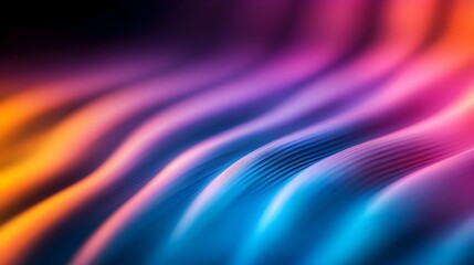 Obraz premium Shimmering Iridescent Light Waves Flowing Across Captivating Digital Backdrop with Gradient Color Spectrum