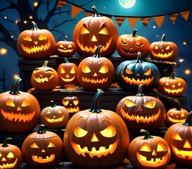 halloween background with pumpkins