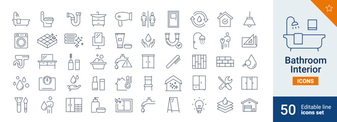 Bathroom icons Pixel perfect. Water, home, clean, ...	
