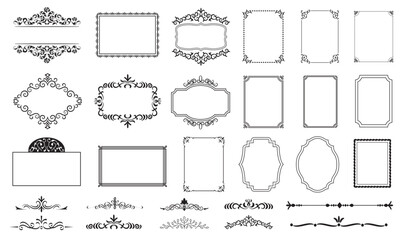 Vector decorative frames and borders, elegance set of vintage frames, floral ornament.eps