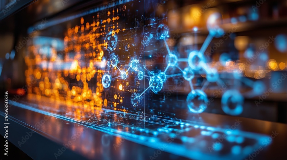 Wall mural researchers visualize the synthesis of new chemical compounds using advanced holographic technology 