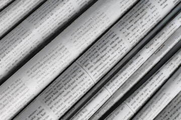 Obraz premium Many newspapers in different languages as background, closeup