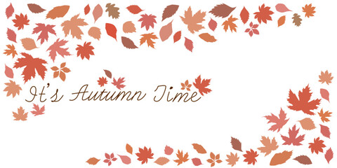 Colorful autumn leaves decoration with texts. Autumnal natural illustration. Vector illustration.