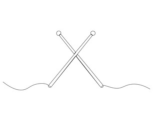 Continuous line drawing of drum sticks. Single line illustration of drum sticks. National drumming day concept. Editable outline