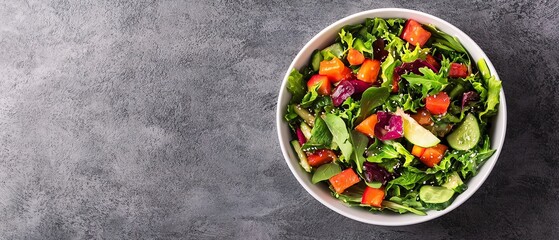 A fresh salad made with a variety of fermented vegetables, drizzled with a probioticrich dressing Probiotic-rich diet concept.