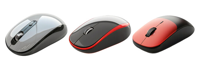 Computer mouse set isolated on transparent background