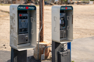 Abandoned phone booths desert broken missing