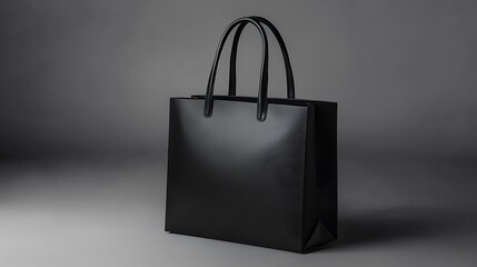 Isolated empty brown paper shopping bag with blank handle on white background