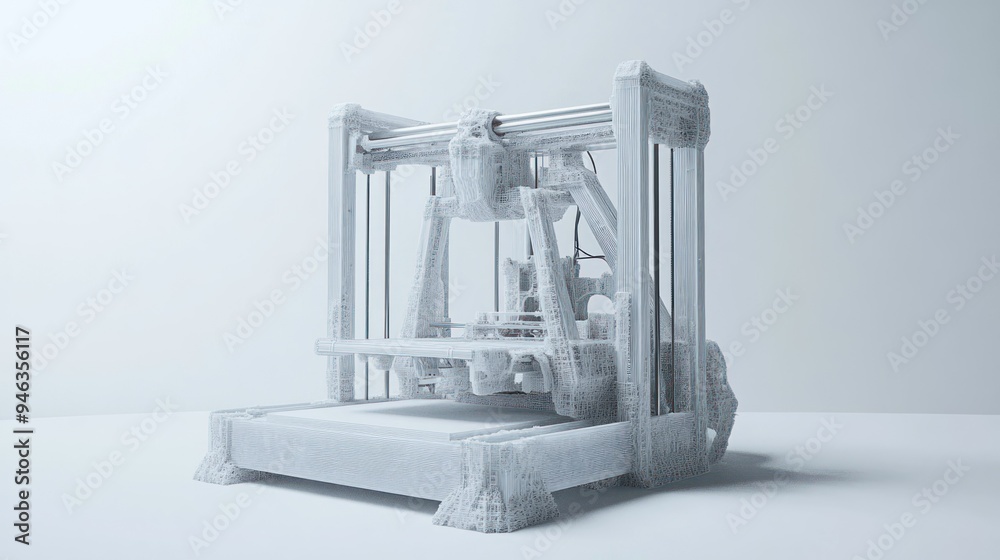 Poster white 3d printer with textured surface