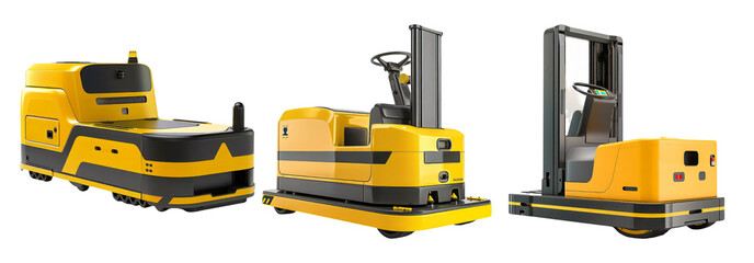 Fototapeta premium Heavy construction vehicles set isolated on transparent background