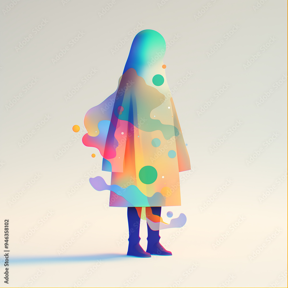 Fototapete a minimalist abstract figure with vibrant, flowing colors and fluid shapes, creating a surreal and a
