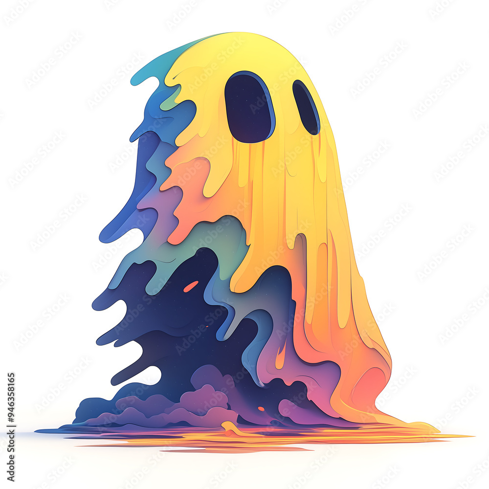 Fototapete a minimalist abstract figure with vibrant, flowing colors and fluid shapes, creating a surreal and a