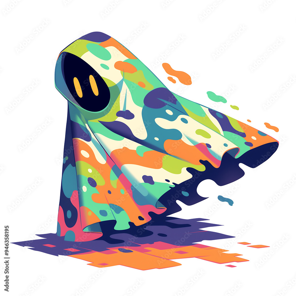 Fototapete a minimalist abstract figure with vibrant, flowing colors and fluid shapes, creating a surreal and a