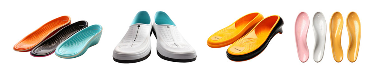 Set, collection of Molded Insoles isolated on transparent background.