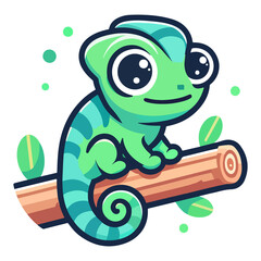 Obraz premium cute chameleon colorful cartoon icon character