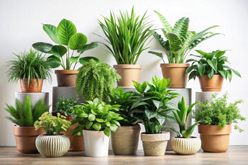 Obraz premium Stylish Set of Green Potted Plants: Perfect for Modern Interior Decoration, home decor