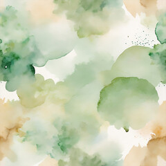 Fototapeta premium Abstract watercolor background in earth pastel hues, featuring brushstrokes and dynamic splashes of color.