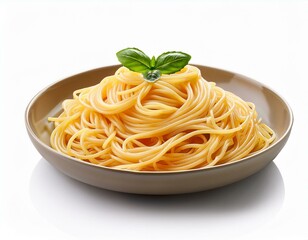 Spaghetti pasta in a dish isolated on white background