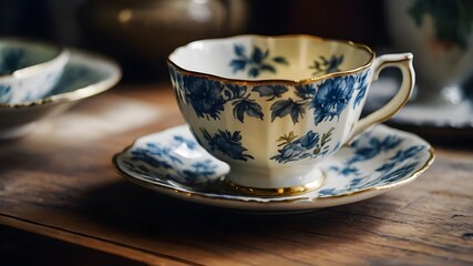 Fototapeta premium Vintage Teaware in Watercolor, Classic Tea Set Illustration