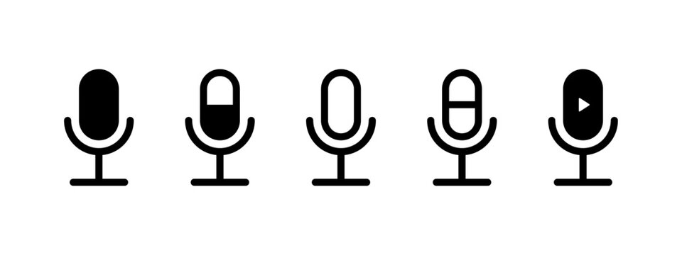 Podcast badges. Set of different podcast icons