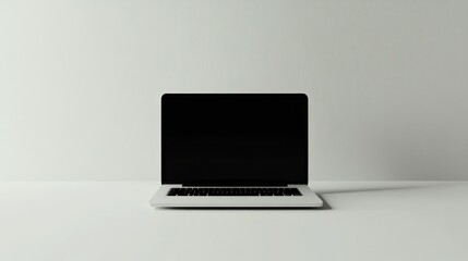 Closed Laptop on White Surface with Blank Screen