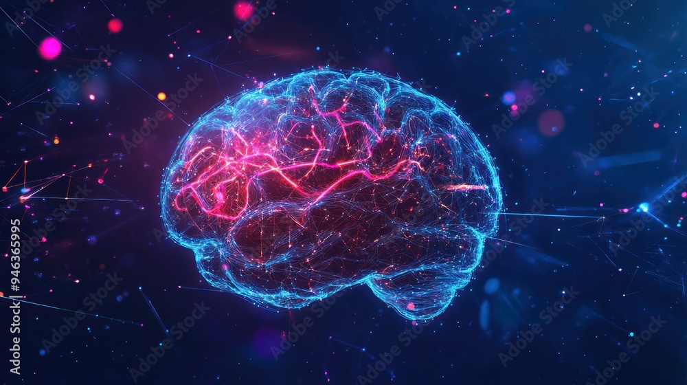 Poster Abstract Digital Representation of a Brain with Glowing Lines and Dots