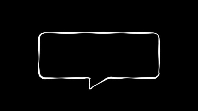 Pop art style Speech Bubble Animation. Talk bubble. Cloud speech bubbles collection Animation Black Background. Line Animation.
