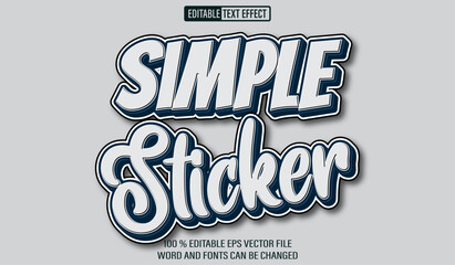Editable 3d text style effect - Simple Sticker Black White text effect Template