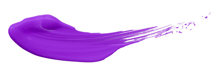 Shiny purple liquid brush strokes isolated on transparent background