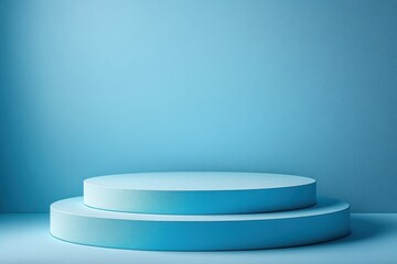 Blue Cylindrical Platforms on blue background for Product Display