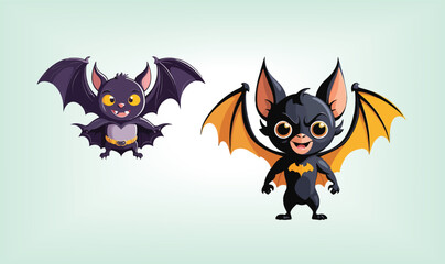 Halloween Bat Animal Cartoon Vector Design.