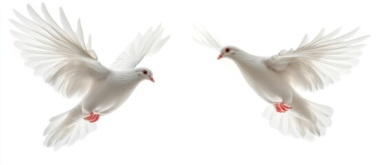 Fototapeta premium Two White Doves in Flight