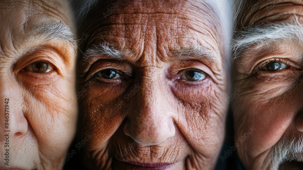 Aufkleber elderly men representing different ethnicities display their wise and calm expressions, highlighting