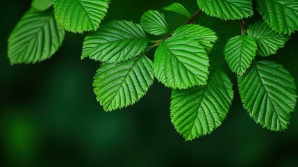 Fototapeta na wymiar Vibrant Green Leaves on a Branch